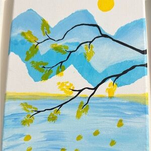 Blue and Yellow Abstract Canvas Art